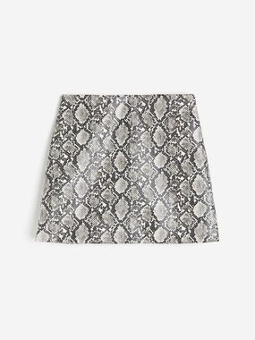 H&M Black and White Snake-Print Mini Skirt